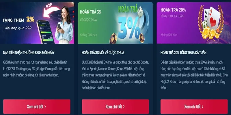 Hoàn trả cao và thưởng độc quyền cho VIP